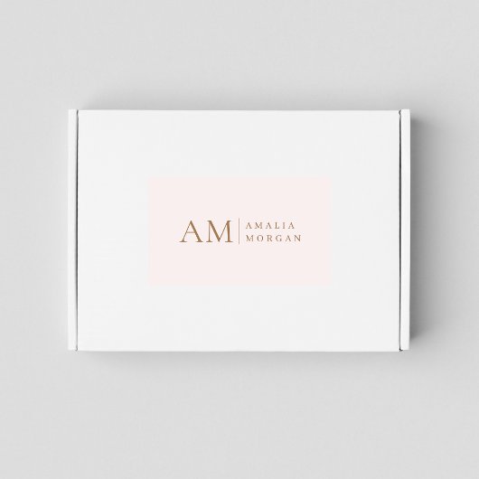 モノグラムパーソナライズされたピンクイニシャルと名前 長方形シール