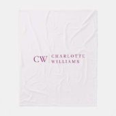 モノグラムパーソナライズされたピンクイニシャルフリースブランケット フリースブランケット (正面)