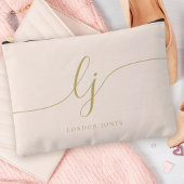 モノグラムパーソナライズされたピンクイニシャル名ピンク金ゴールド アクセサリーポーチ