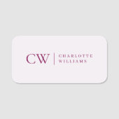 モノグラムパーソナライズされたピンクイニシャル&名前タグ 名札 (正面)