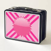 モノグラムパーソナライズされたピンクストライプ メタルランチボックス (裏面)