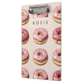 モノグラムパーソナライズされたピンクドーナツ模様 クリップボード (左)