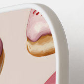 モノグラムパーソナライズされたピンクドーナツ模様 ピックルボールラケット (左詳細)