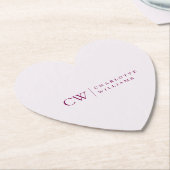 モノグラムパーソナライズされたピンクハート紙コースター ペーパーコースター (アングル)