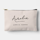 モノグラムパーソナライズされたピンク名シグネチャープレイド アクセサリーポーチ (正面)