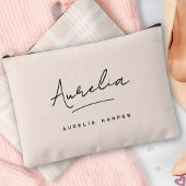 モノグラムパーソナライズされたピンク名シグネチャープレイド アクセサリーポーチ