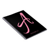 モノグラムパーソナライズされたピンク ノートブック (右側)
