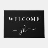 モノグラムパーソナライズされたファミリー名へようこそ ドアマット (正面)