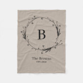 モノグラムパーソナライズされたファミリー名リ素朴ネン フリースブランケット (正面)