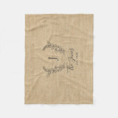 モノグラムパーソナライズされたファミリー名(素朴) フリースブランケット (正面)