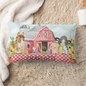 モノグラムパーソナライズされたファーム納屋周囲の庭動物 ランバークッション (ブランケット)