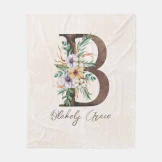 モノグラムパーソナライズされたフリースブランケット、イニシャルB フリースブランケット