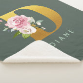 モノグラムパーソナライズされたフローラフェイク金ゴールド文字D シェルパブランケット (3/4)