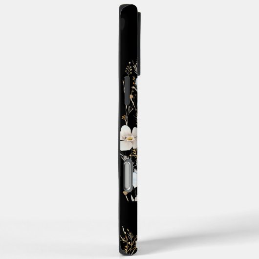 モノグラムパーソナライズされたフローラルパターンブラック Case-Mate iPhoneケース (裏面 / 右)