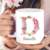 モノグラムパーソナライズされたフローラ文字D コーヒーマグカップ