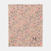 モノグラムパーソナライズされたフローラ水彩フリースBl フリースブランケット (正面)