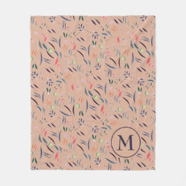 モノグラムパーソナライズされたフローラ水彩フリースBl フリースブランケット