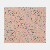 モノグラムパーソナライズされたフローラ水彩フリースBl フリースブランケット (正面(横))