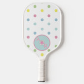 モノグラムパーソナライズされたフローラ水玉模様 ピックルボールラケット (裏面)