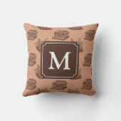 モノグラムパーソナライズされたブラウンヴィンテージタイプライター クッション (裏面)
