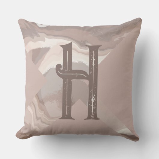 モノグラムパーソナライズされたブラウン中性スワール クッション (正面)