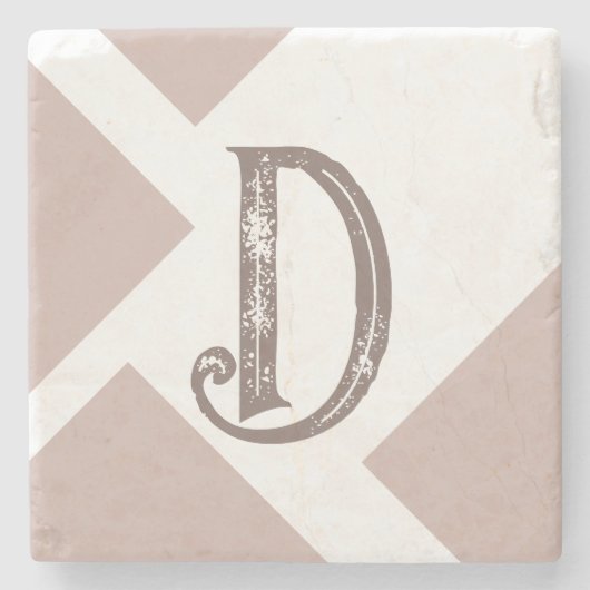 モノグラムパーソナライズされたブラウン中性 ストーンコースター (正面)