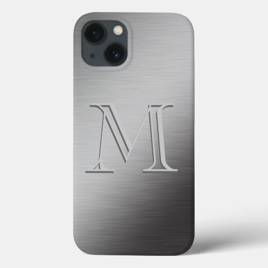 モノグラムパーソナライズされたブラシ仕上げ金属ルッキング Case-Mate iPhoneケース (裏面)