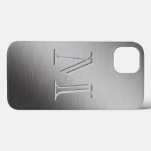 モノグラムパーソナライズされたブラシ仕上げ金属ルッキング Case-Mate iPhoneケース (裏面 (横))