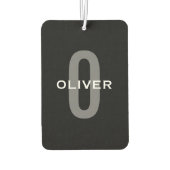 モノグラムパーソナライズされたブラックグレーホワイト名 カーエアーフレッシュナー (裏面)