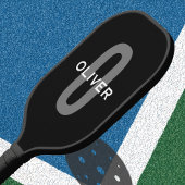 モノグラムパーソナライズされたブラックグレーホワイト名 ピックルボールラケット