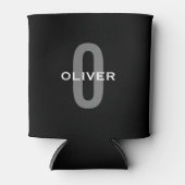 モノグラムパーソナライズされたブラックグレーホワイト名 缶クーラー (正面)