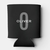 モノグラムパーソナライズされたブラックグレーホワイト名 缶クーラー (裏面)