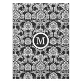 モノグラムパーソナライズされたブラックダムスク花柄 テーブルクロス (正面)