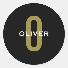 モノグラムパーソナライズされたブラック金ゴールドホワイトネーム ラウンドシール