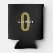モノグラムパーソナライズされたブラック金ゴールドホワイトネーム 缶クーラー (正面)