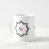 モノグラムパーソナライズされたブラック&ホワイトスワールデザイン コーヒーマグカップ (正面左)