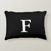 モノグラムパーソナライズされたブラック&ホワイトホテルシック アクセントクッション (正面)