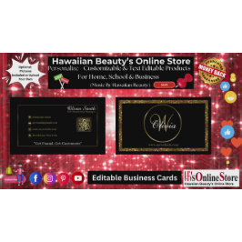 モノグラムパーソナライズされたブラック&金ゴールドグリッターQRコード 名刺