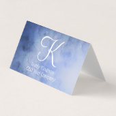 モノグラムパーソナライズされたブルーとホワイト 名刺 (正面)