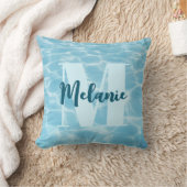 モノグラムパーソナライズされたブルースイミングプールモダン クッション (ブランケット)