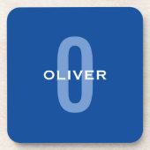 モノグラムパーソナライズされたブルーホワイト名 コースター (正面)