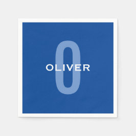 モノグラムパーソナライズされたブルーホワイト名 スタンダードカクテルナプキン