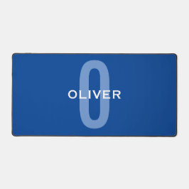 モノグラムパーソナライズされたブルーホワイト名 デスクマット