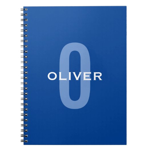 モノグラムパーソナライズされたブルーホワイト名 ノートブック (正面)