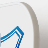 モノグラムパーソナライズされたブルー名門私立校風のクレスト ピックルボールラケット (左詳細)