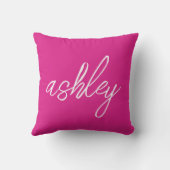 モノグラムパーソナライズされたホットピンク装飾用クッション クッション (裏面)