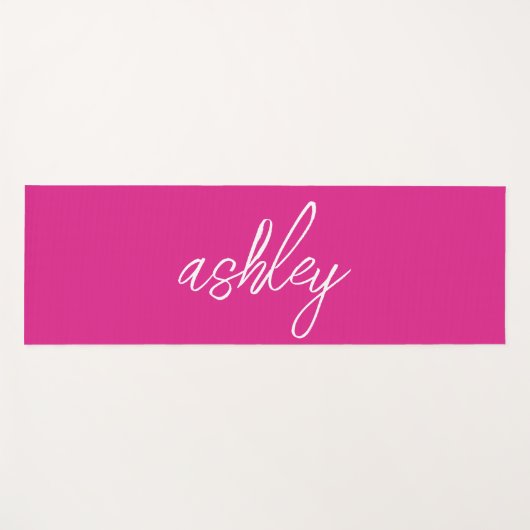モノグラムパーソナライズされたホットピンク ヨガマット (正面(横))
