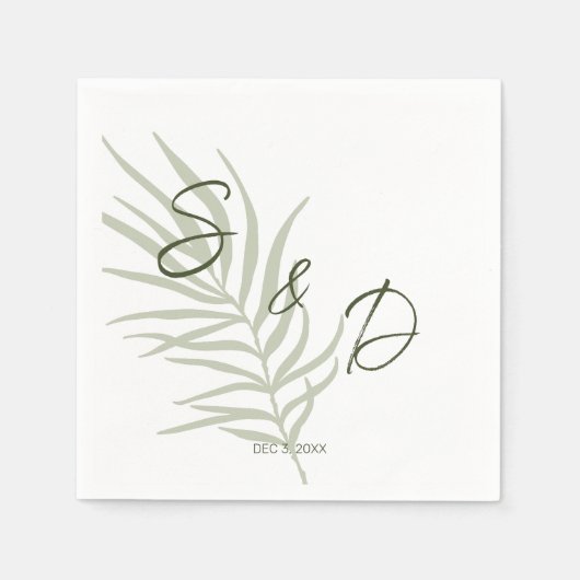 モノグラムパーソナライズされたボホ結婚ーズ スタンダードカクテルナプキン (正面)