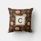 モノグラムパーソナライズされたボ素朴タニカルクリスマス クッション (裏面)
