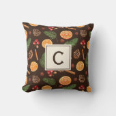 モノグラムパーソナライズされたボ素朴タニカルクリスマス クッション (正面)